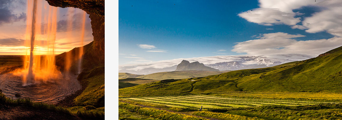 Islandurlaub Süden und Südküste Seljalandsfoss Myrdalsjökull