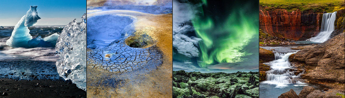 Islandreisen Regionen Islands Diamond Beach Hverarönd Polarlichter Wasserfall