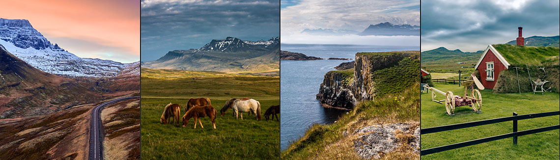 Islandurlaub Osten Ostfjorde 4 dekorative Bilder