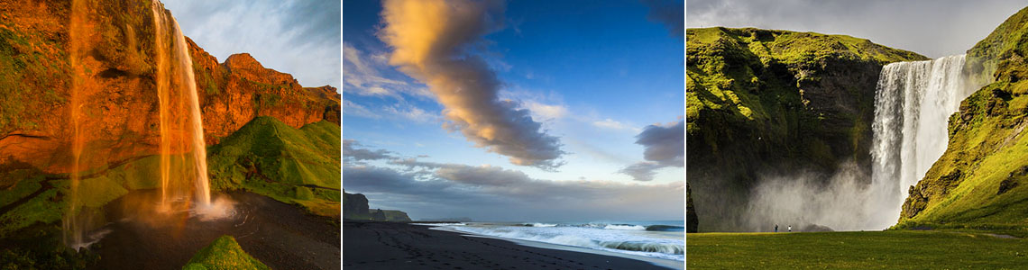 Islandreise Offroad 4x4 Seljalandsfoss Strand Vik i Myrdal Skogafoss