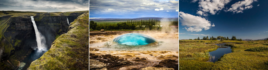 Island zum Kennenlernen Haifoss Geysir Thingvellir
